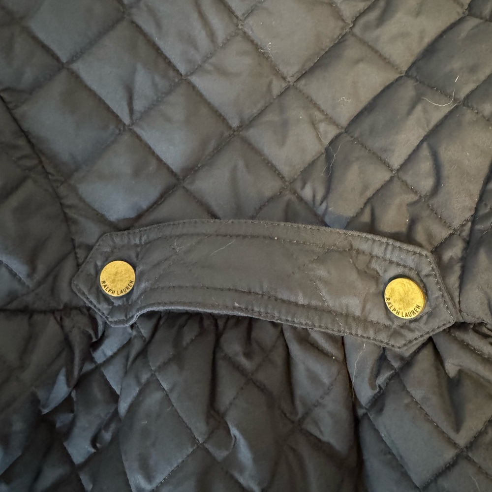 Ralph Lauren Girls 6X Blue Padded Puffer Packable Jacket Corduroy Collar.